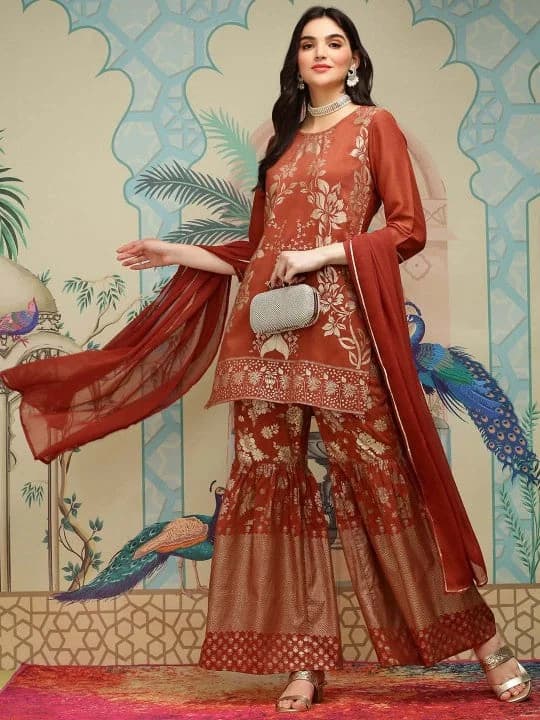 Women's Red Casual Kurta Set