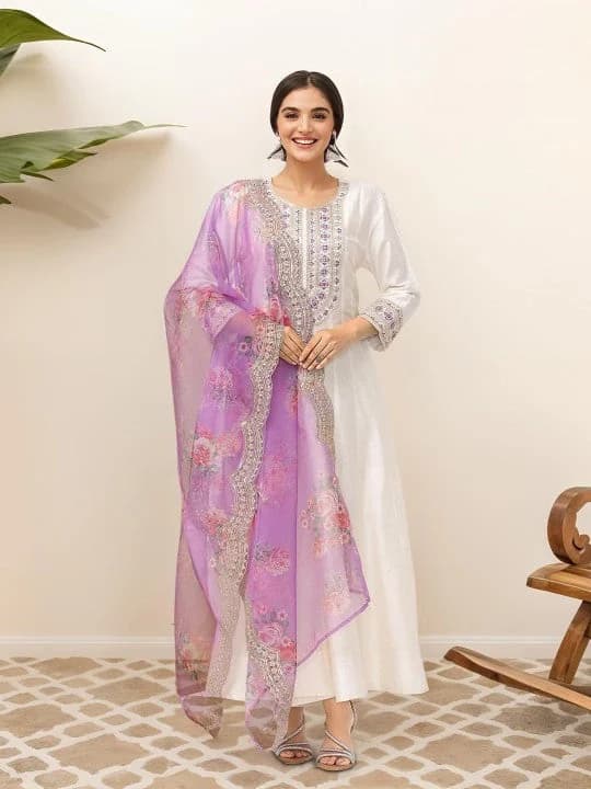 Women's White Casual Kurta Set