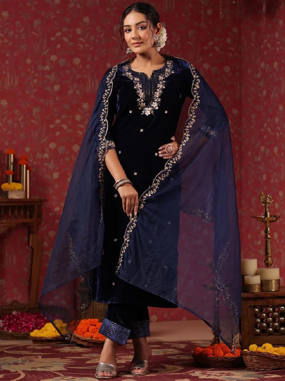 Women's Blue Casual Kurta Set