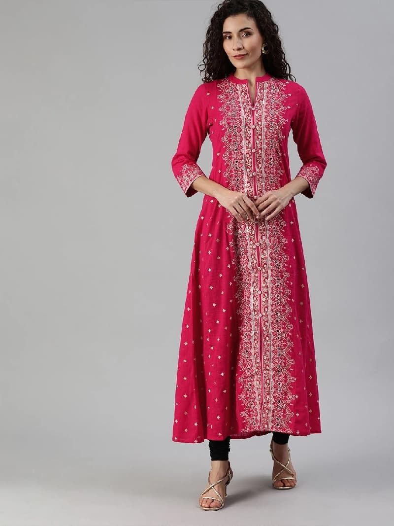 Women's Pink Casual Kurta Set