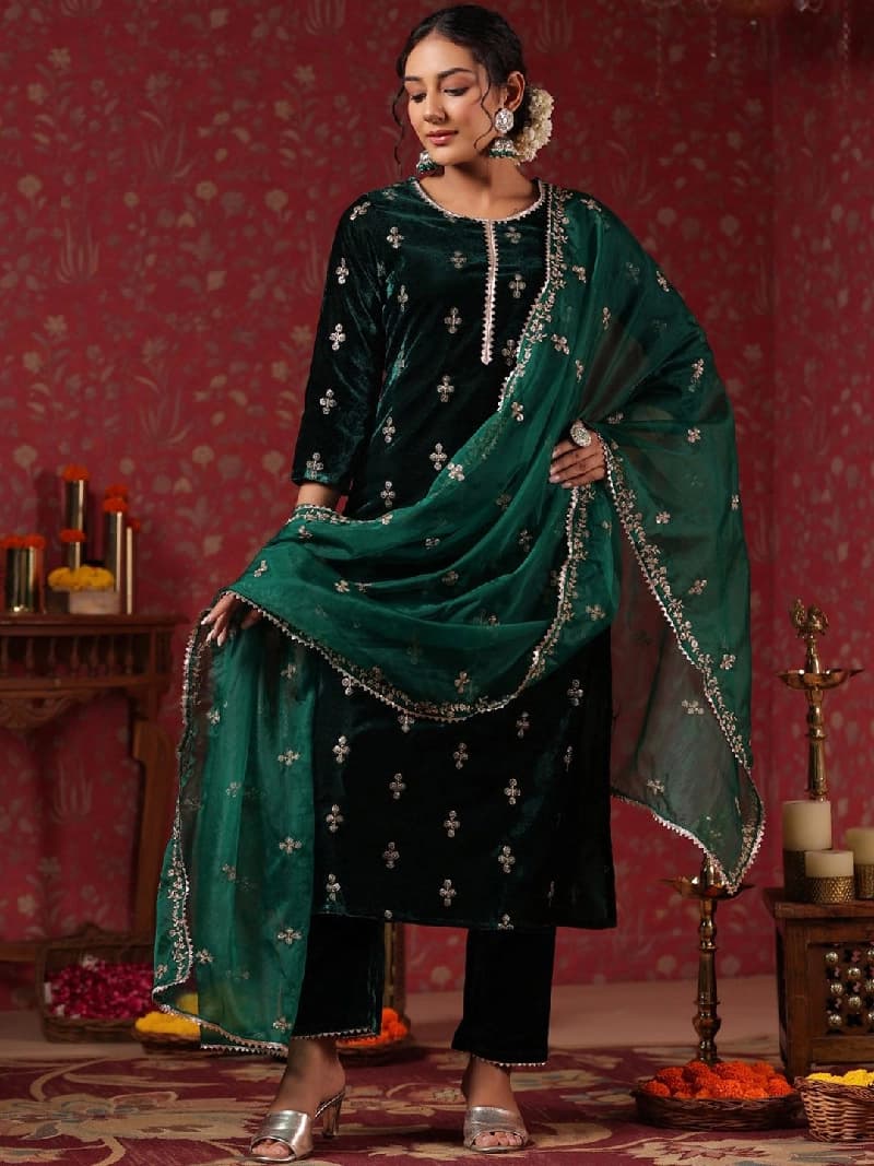 Women's Green Casual Kurta Set