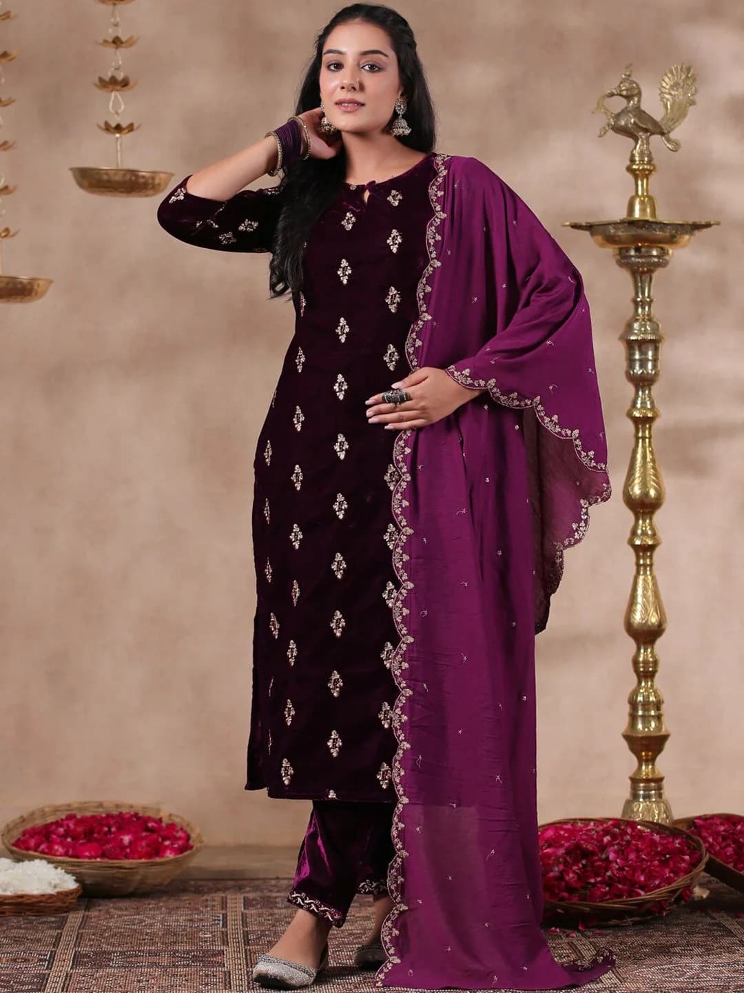 Women's Purple Casual Kurta Set
