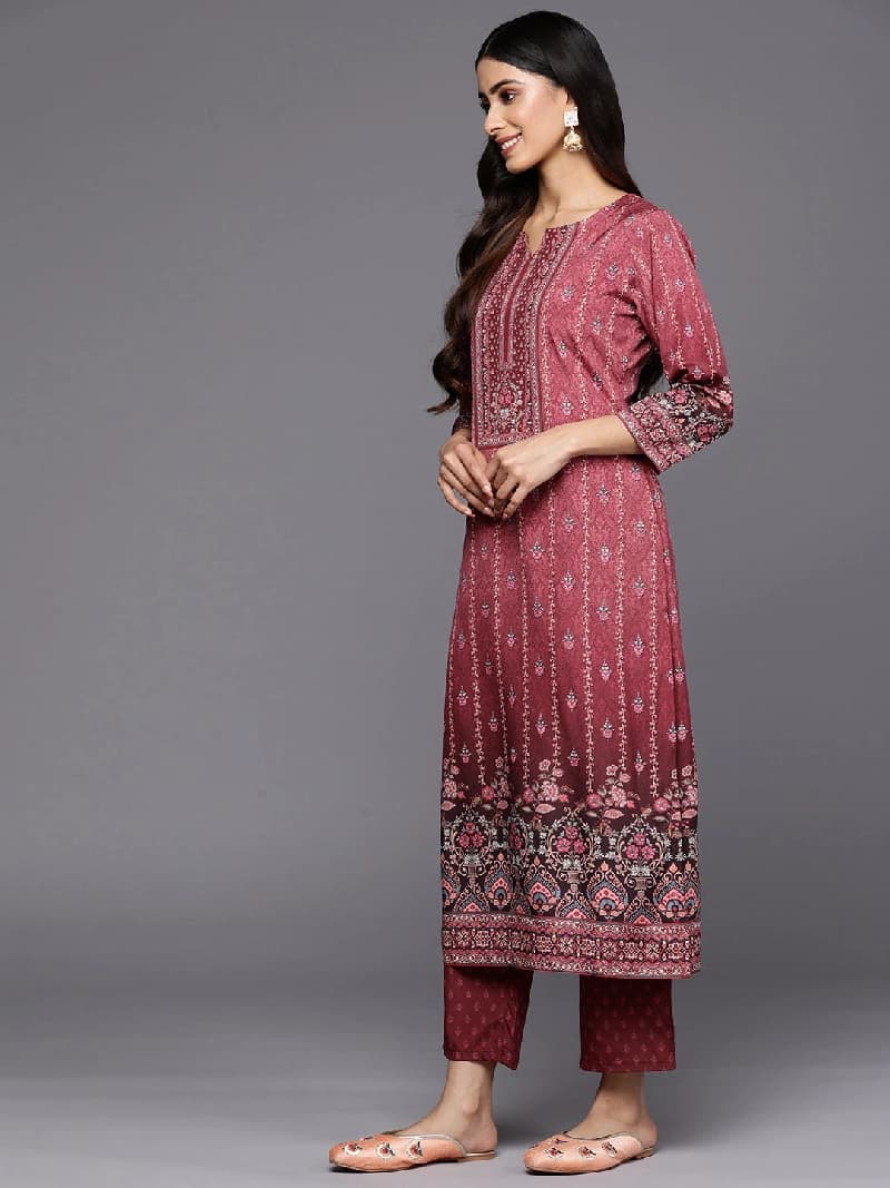 Women's Red Casual Kurta Set