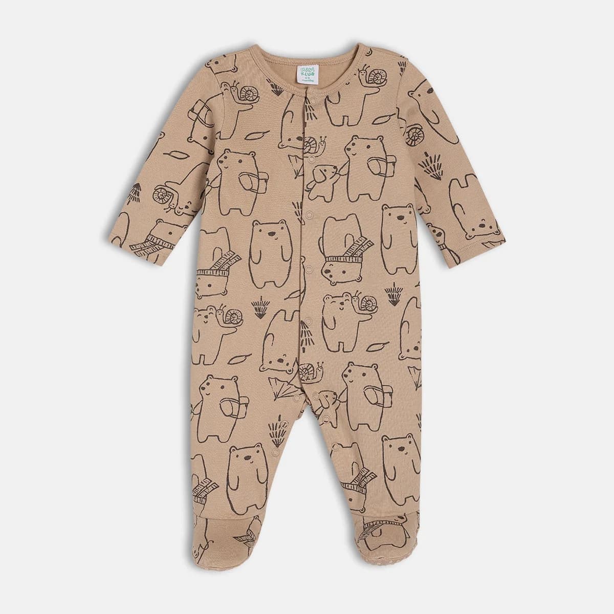 Boys Beige Casual Regular Fit Printed Sleep Suit