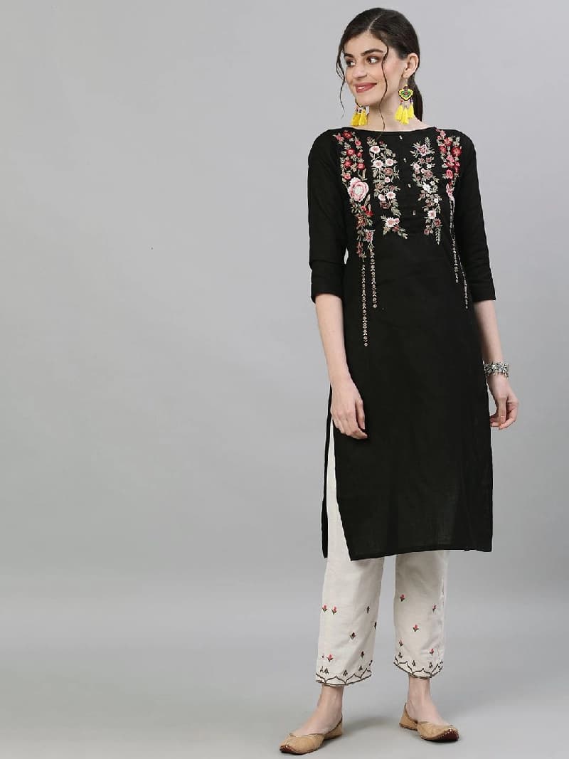 Women's Black Casual Kurta Set