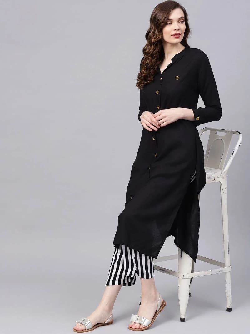 Women's Black Casual Kurta Set