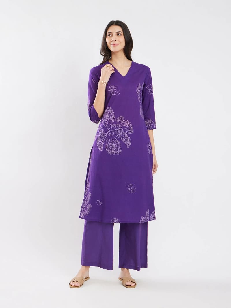 Women's Purple Casual Kurta Set