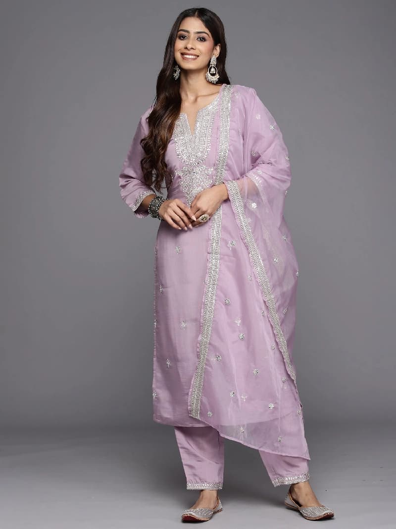 Women's Purple Festive Solid Kurta Set