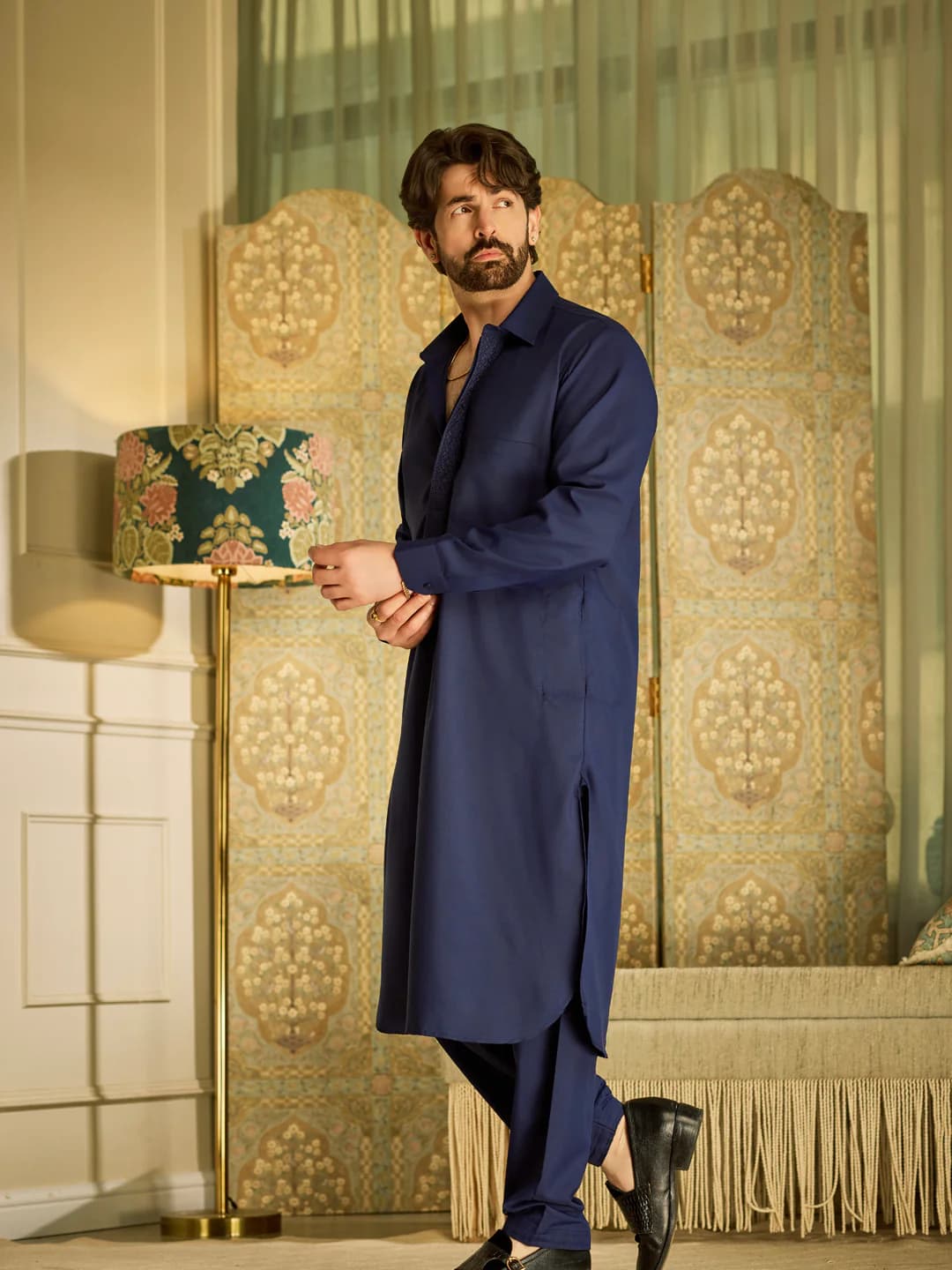Men's Blue Casual Kurta Set