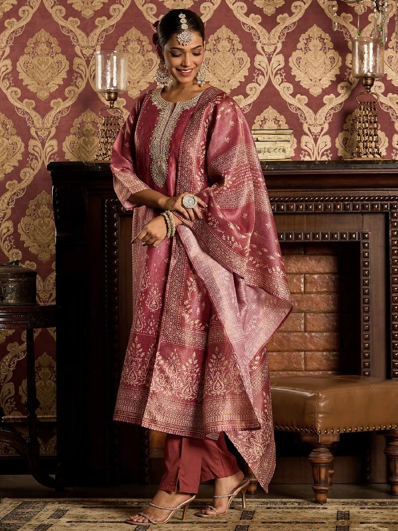 Women's Pink Festive Kurta Set
