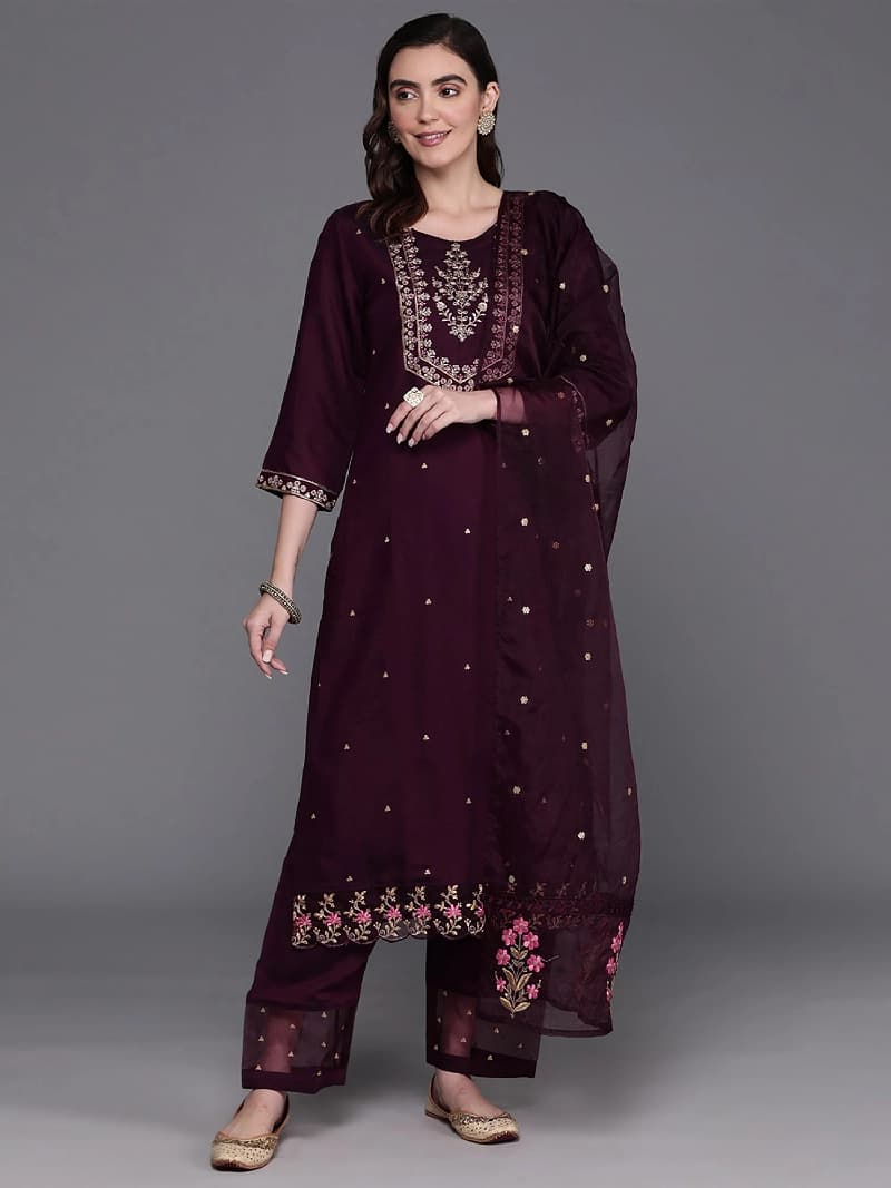 Women's Purple Festive Kurta Set