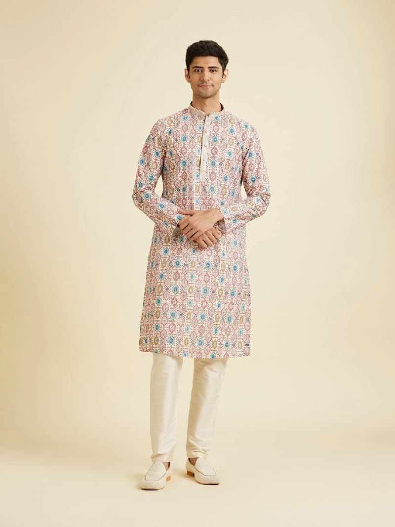 Men's Multicolor Festive Printed Kurta Set