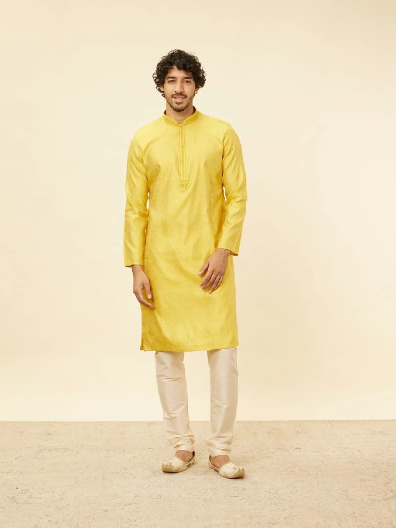 Men's Yellow Festive Kurta Set