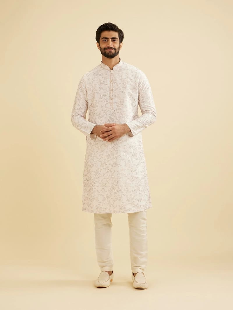 Men's Pink Festive Printed Kurta Set