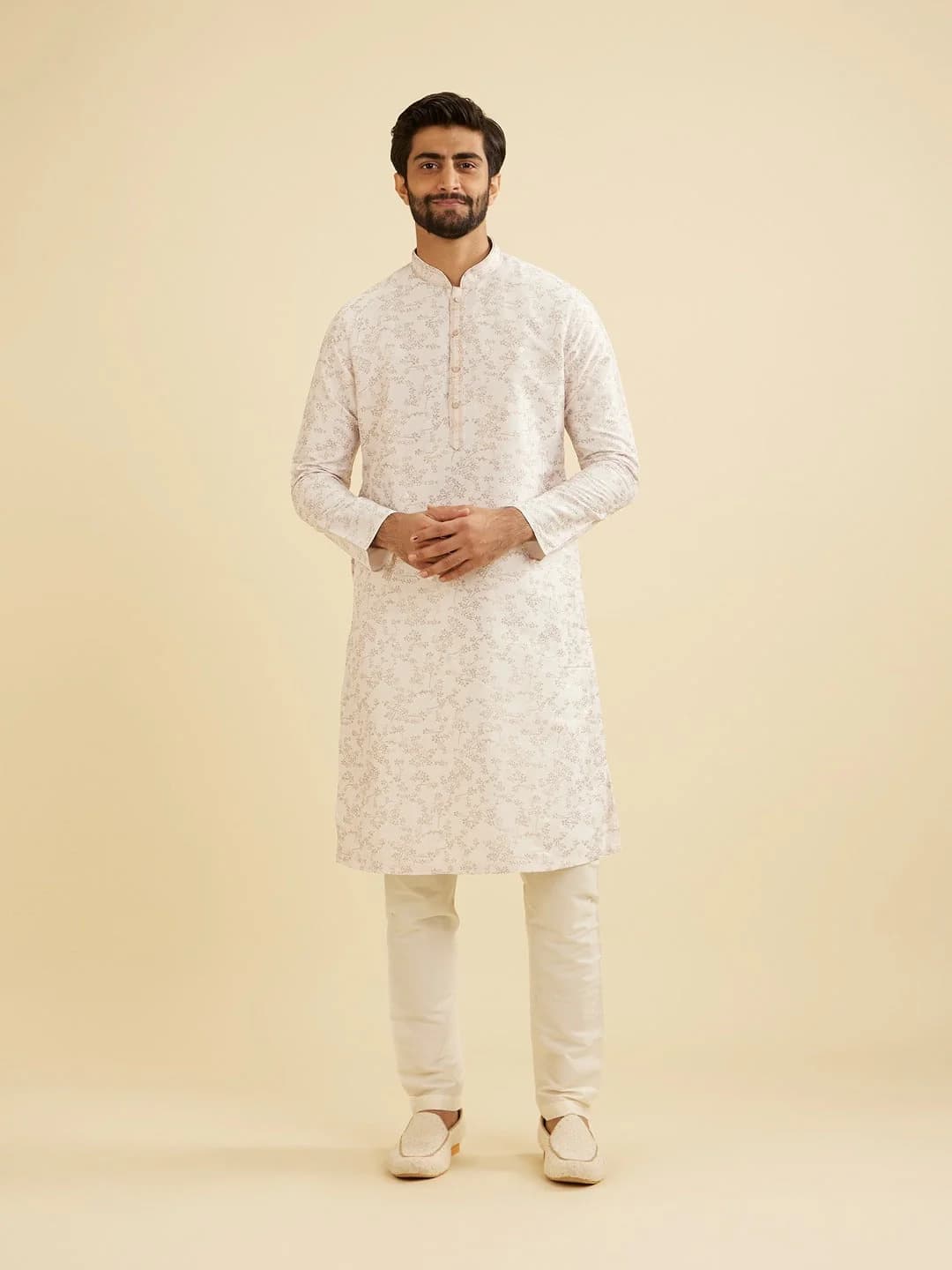 Men's Pink Festive Printed Kurta Set