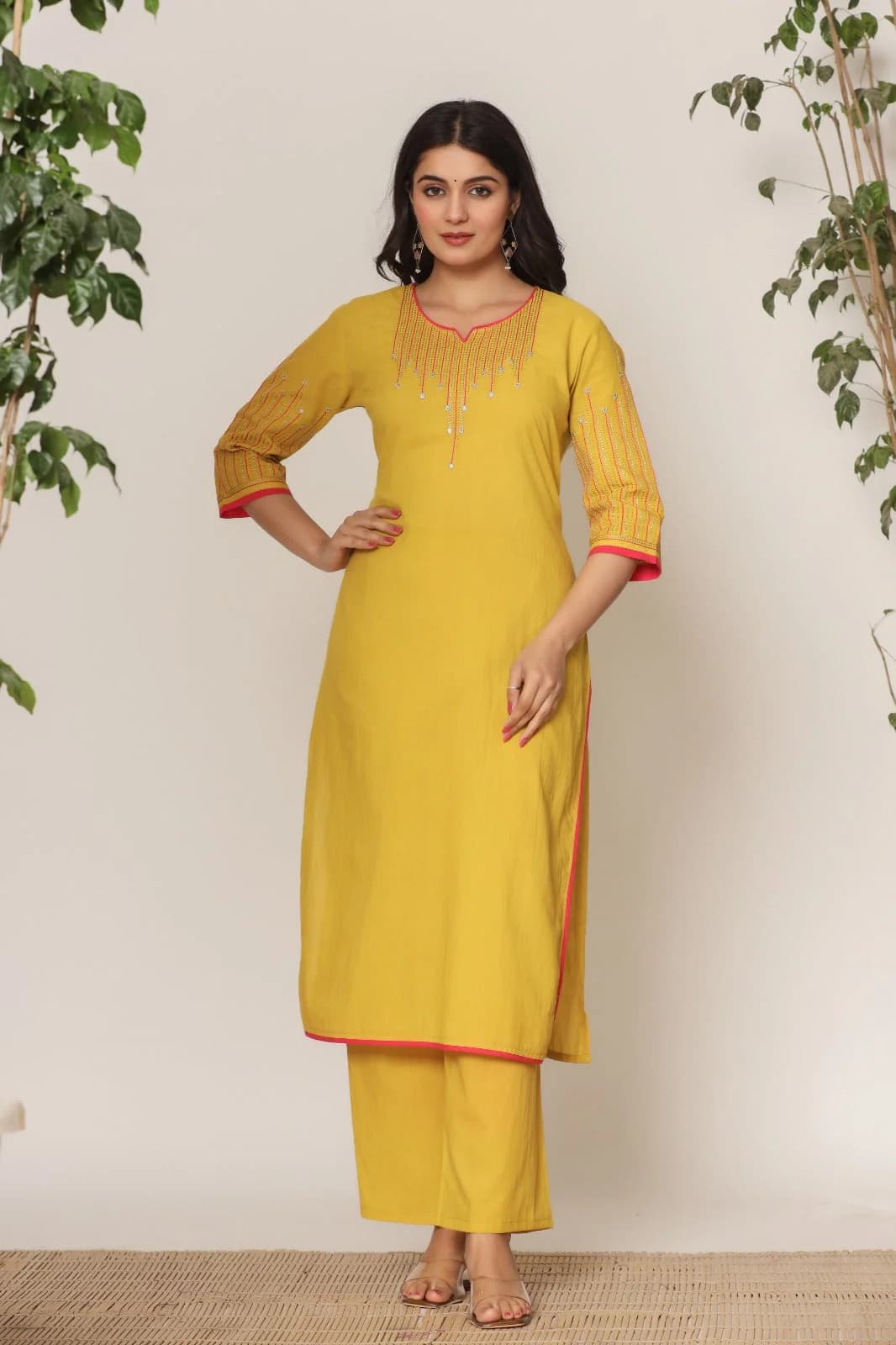 Women's Yellow Casual Kurta Set