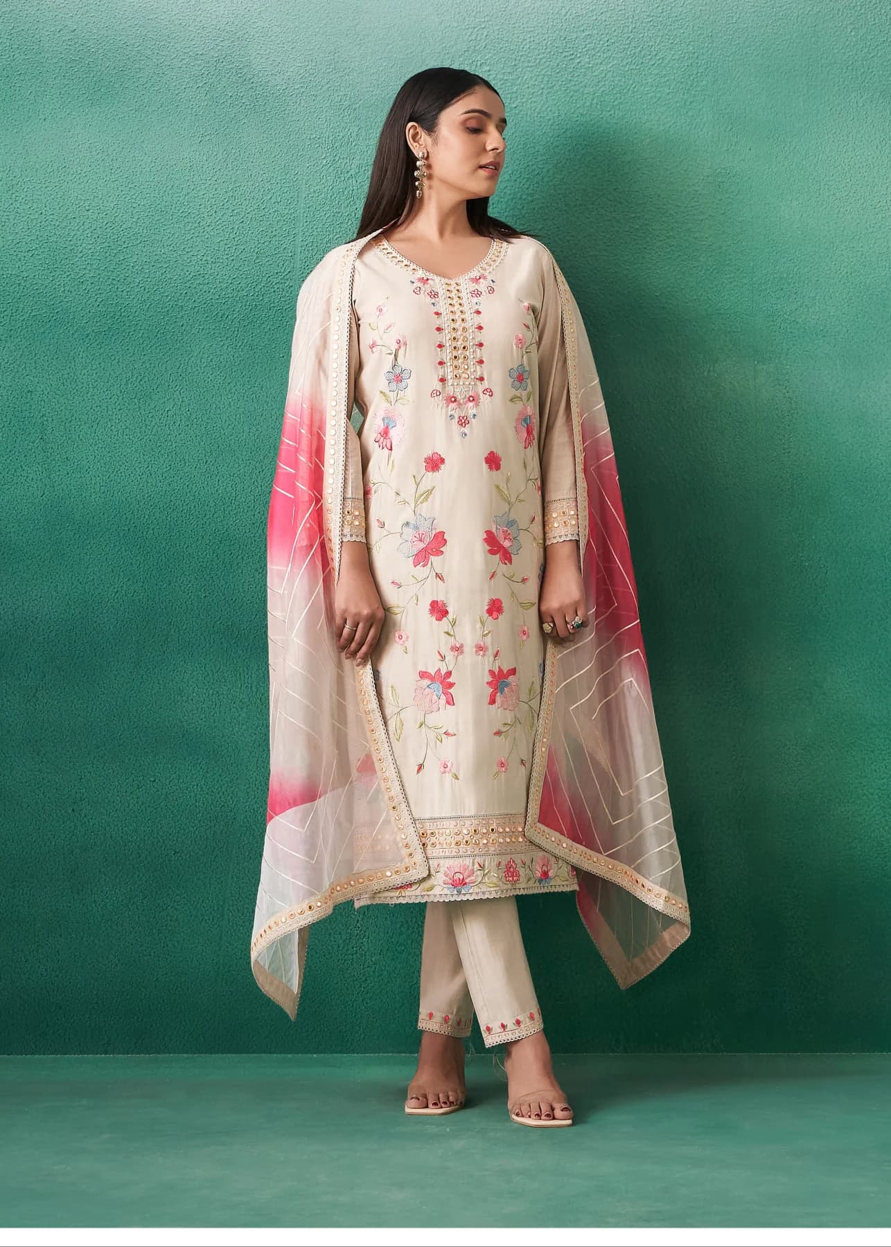Women's Beige Casual Kurta Set