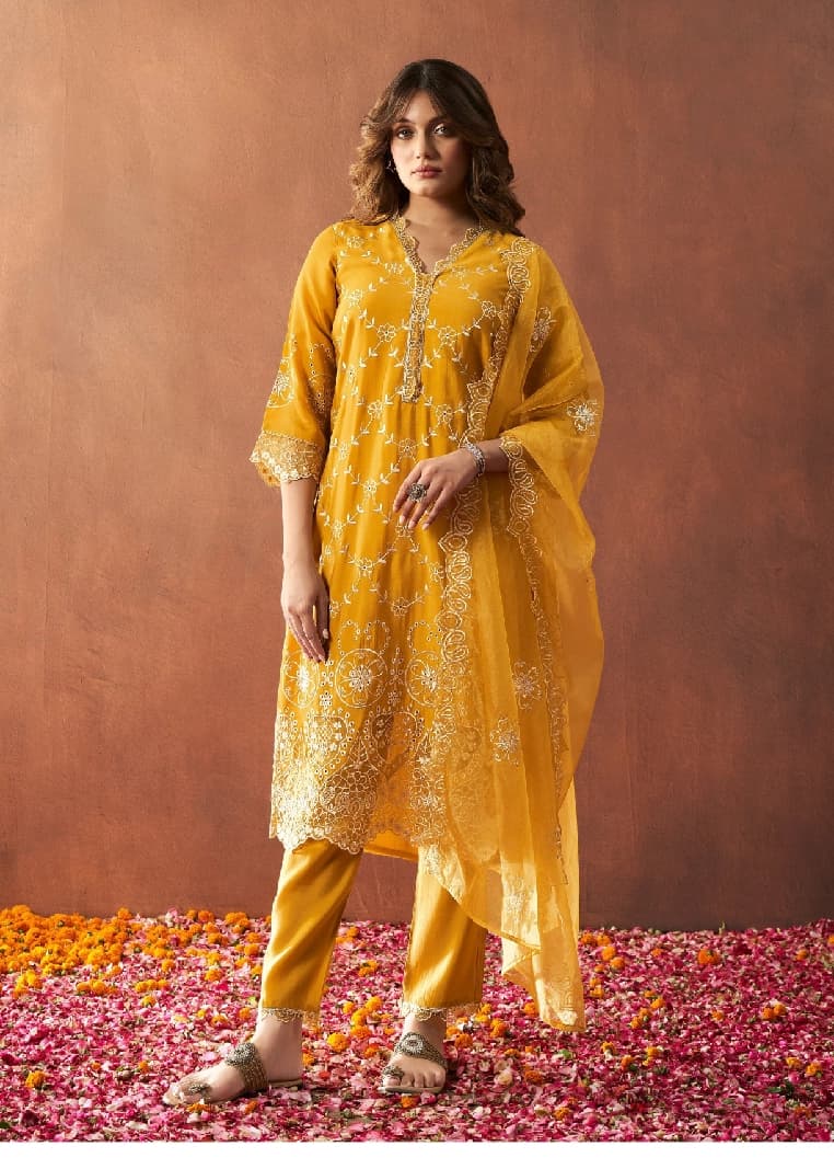 Women's Yellow Festive Kurta Set