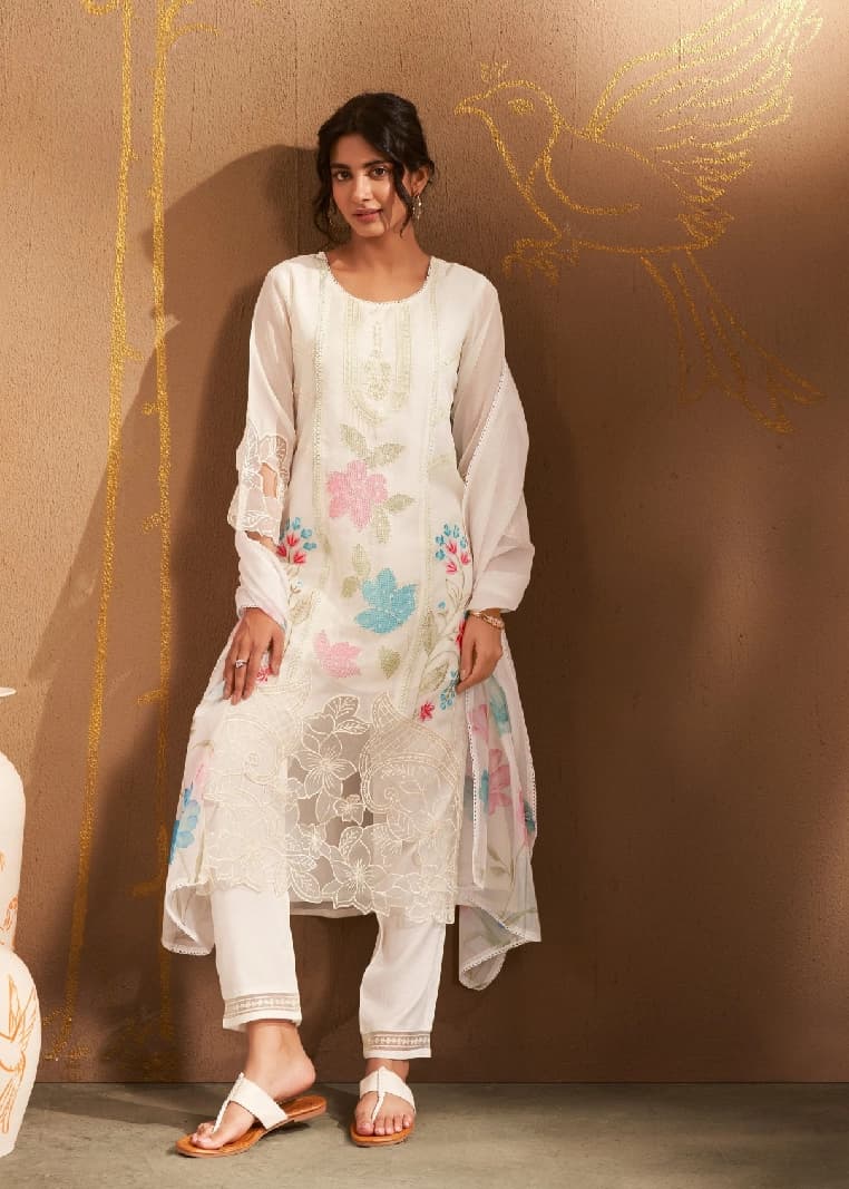 Women's White Casual Kurta Set