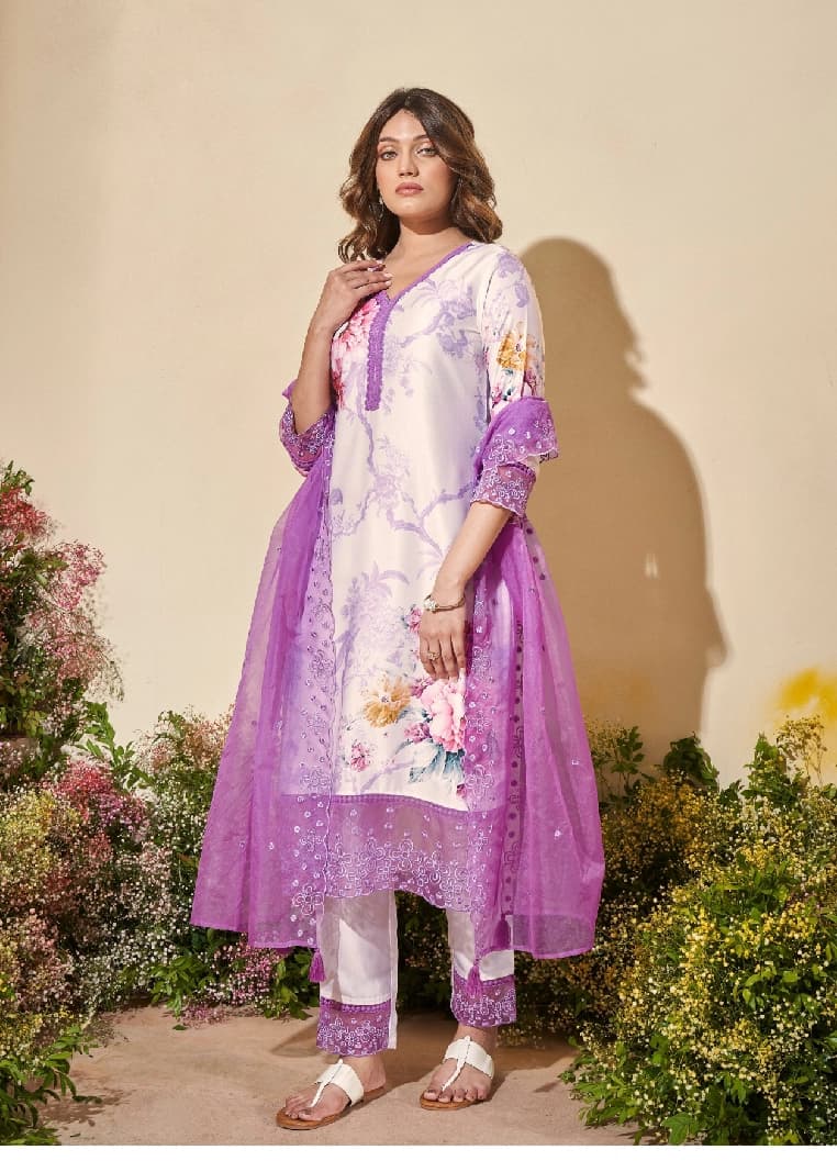 Women's Purple Casual Printed Kurta Set