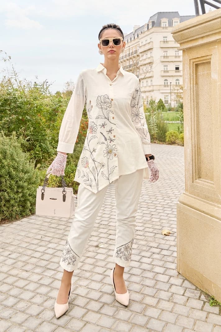 Women's White Formal Co-ords Set