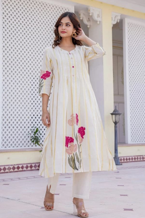 Women's Beige Casual Kurta Set