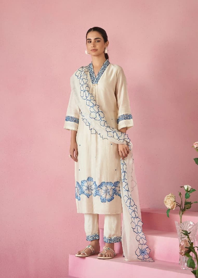 Women's Beige Casual Kurta Set