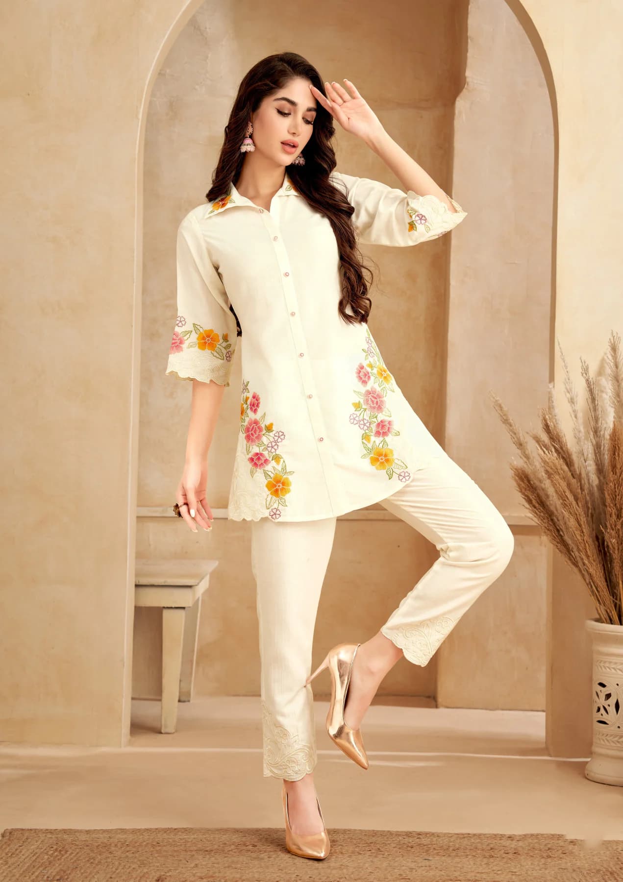 Women's White Formal Co-ords Set