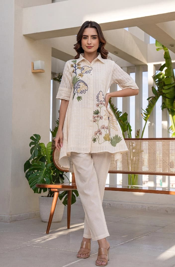 Women's Beige Formal Co-ords Set