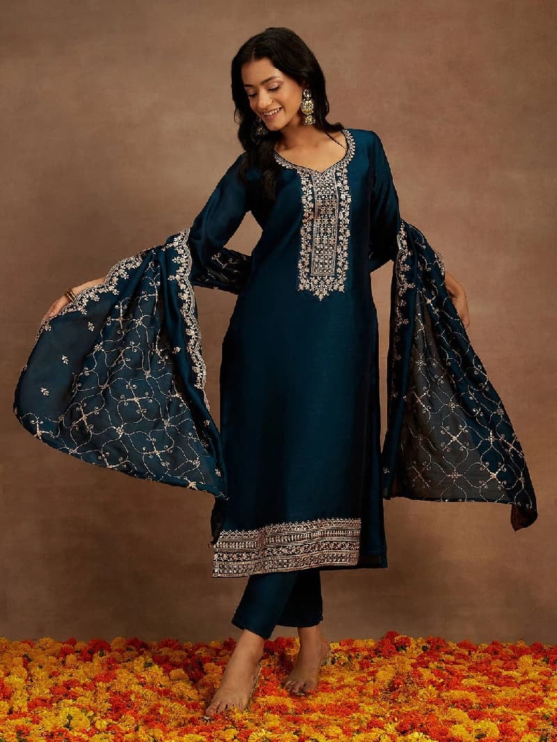 Women's Blue Festive Kurta Set