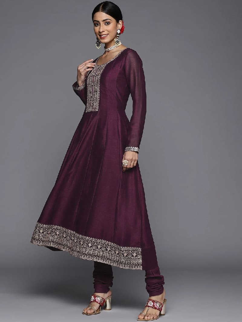 Women's Purple Festive Kurta Set