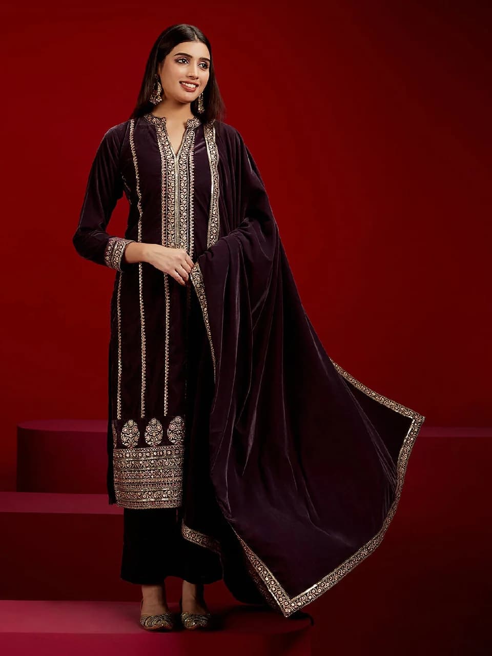 Women's Purple Festive Kurta Set