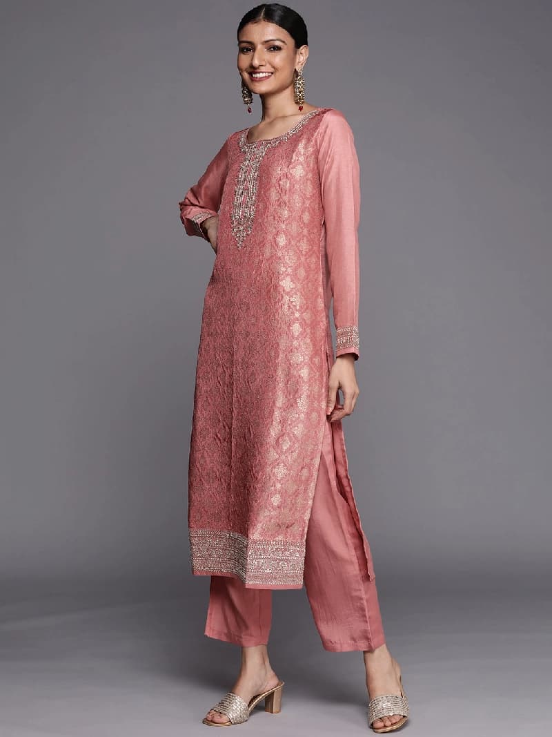 Women's Pink Festive Kurta Set