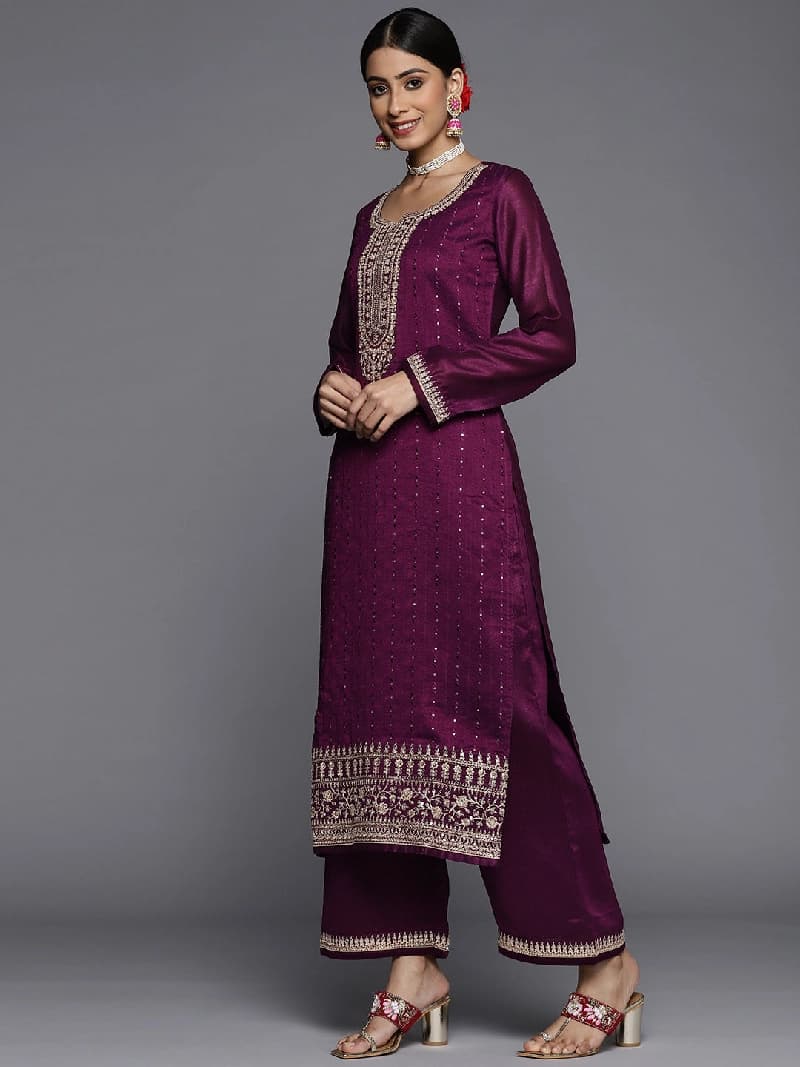 Women's Purple Casual Kurta Set
