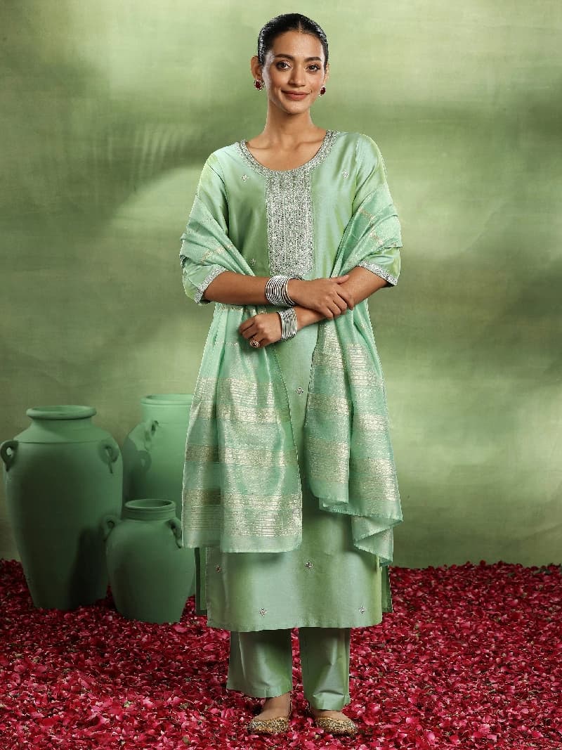 Women's Green Festive Kurta Set
