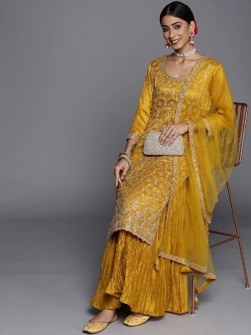 Women's Yellow Casual Kurta Set