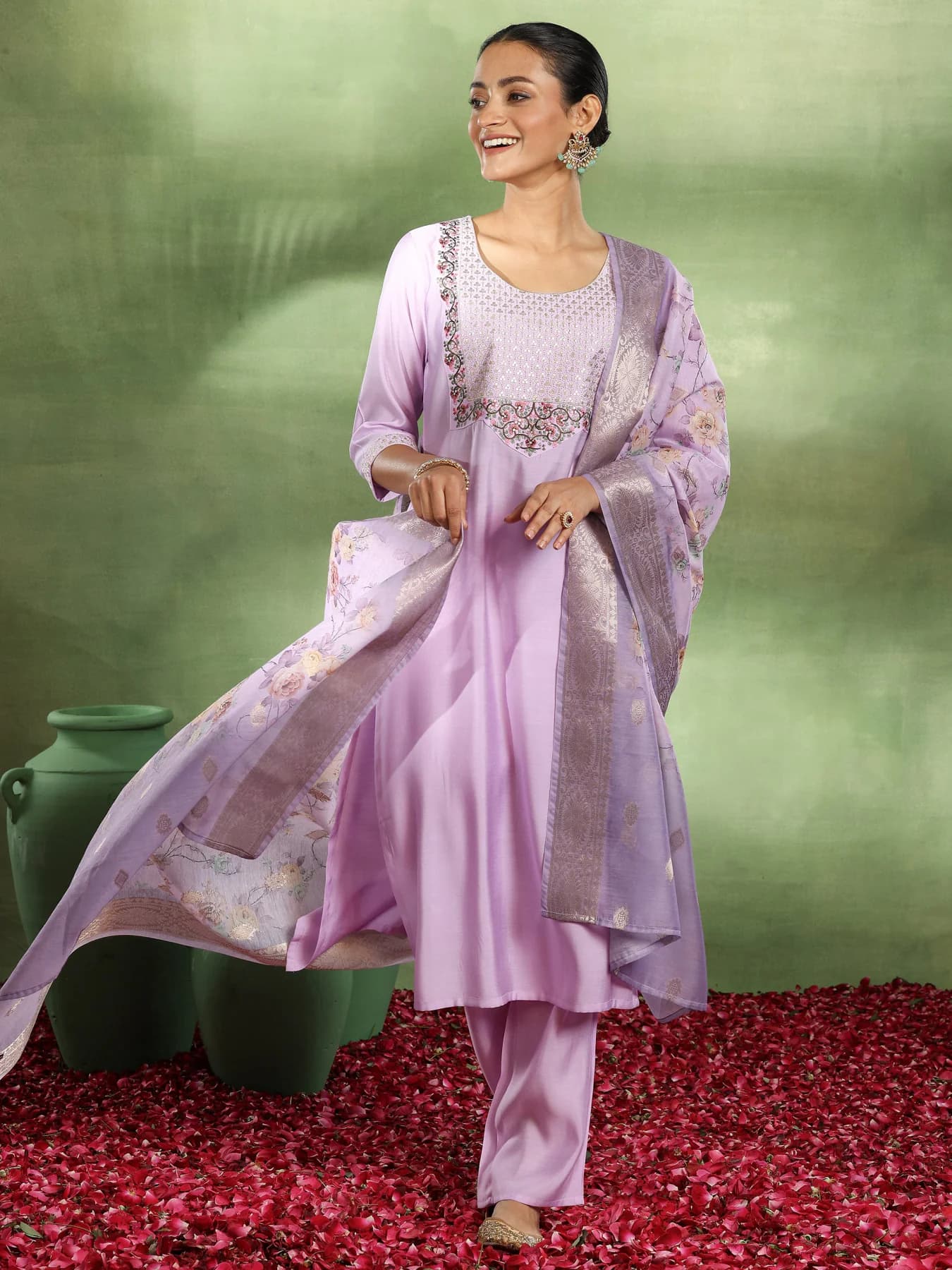 Women's Purple Festive Kurta Set