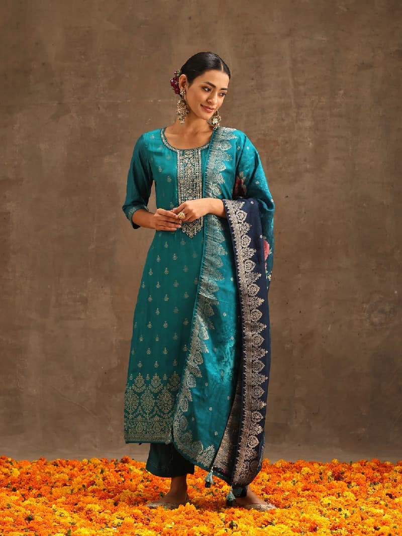 Women's Green Festive Kurta Set