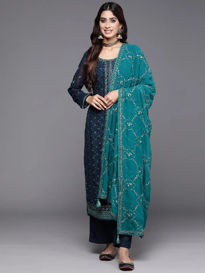 Women's Navy Festive Kurta Set