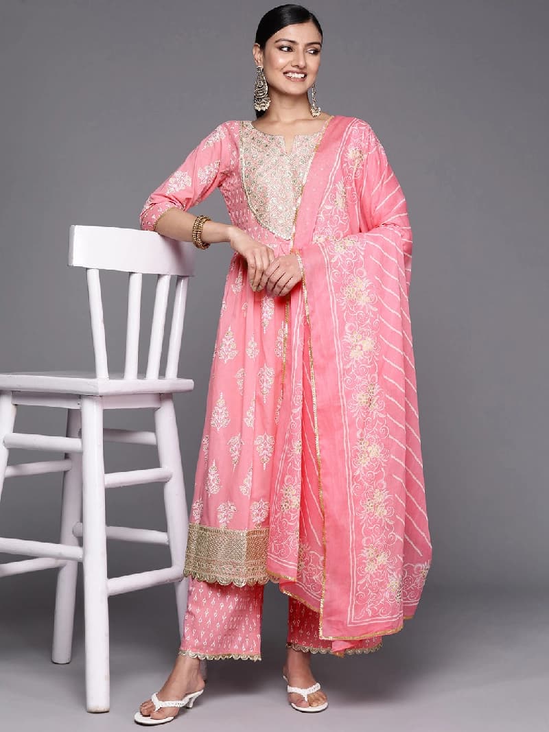 Women's Pink Festive Kurta Set