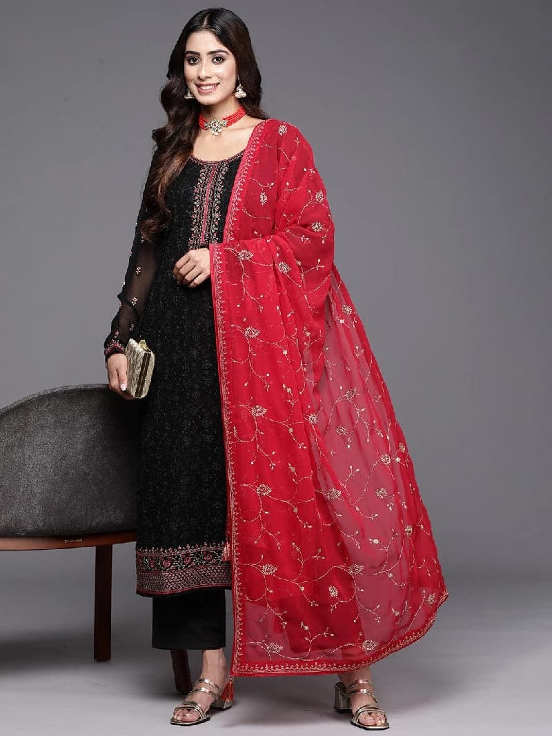 Women's Black Festive Solid Kurta Set