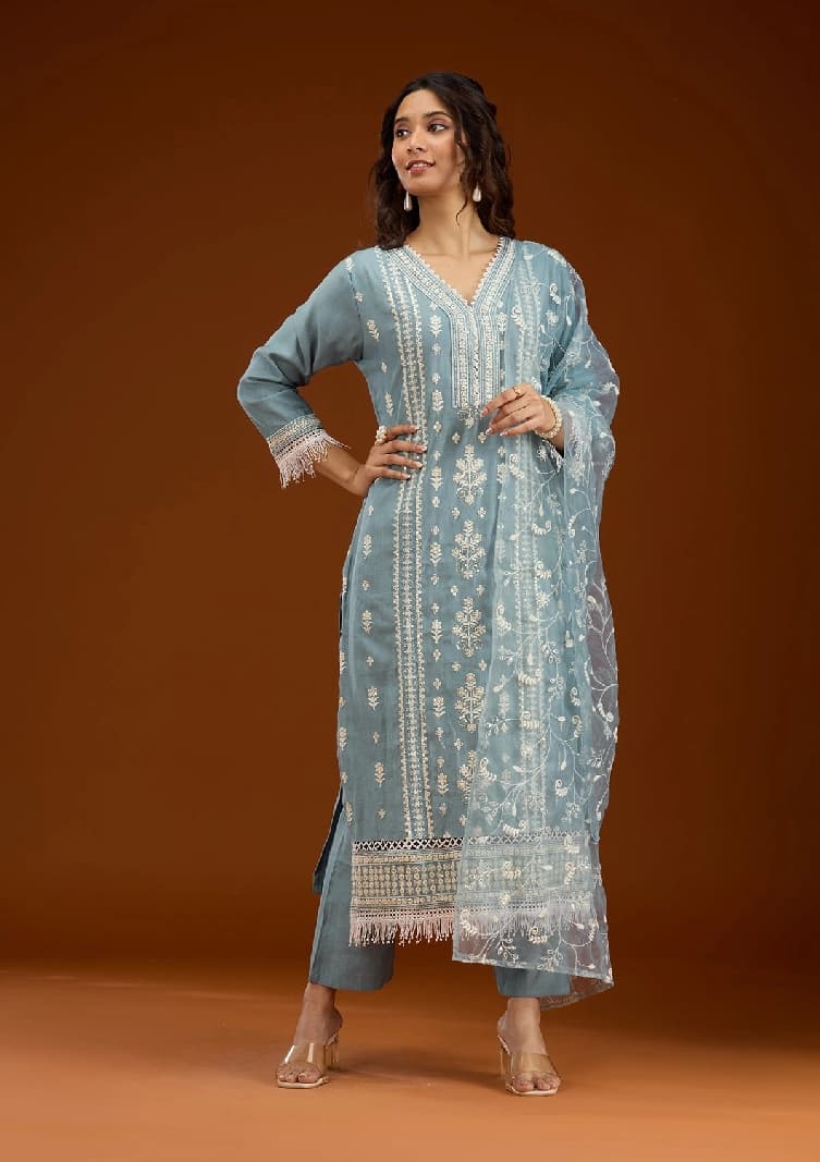 Women's Blue Festive Kurta Set