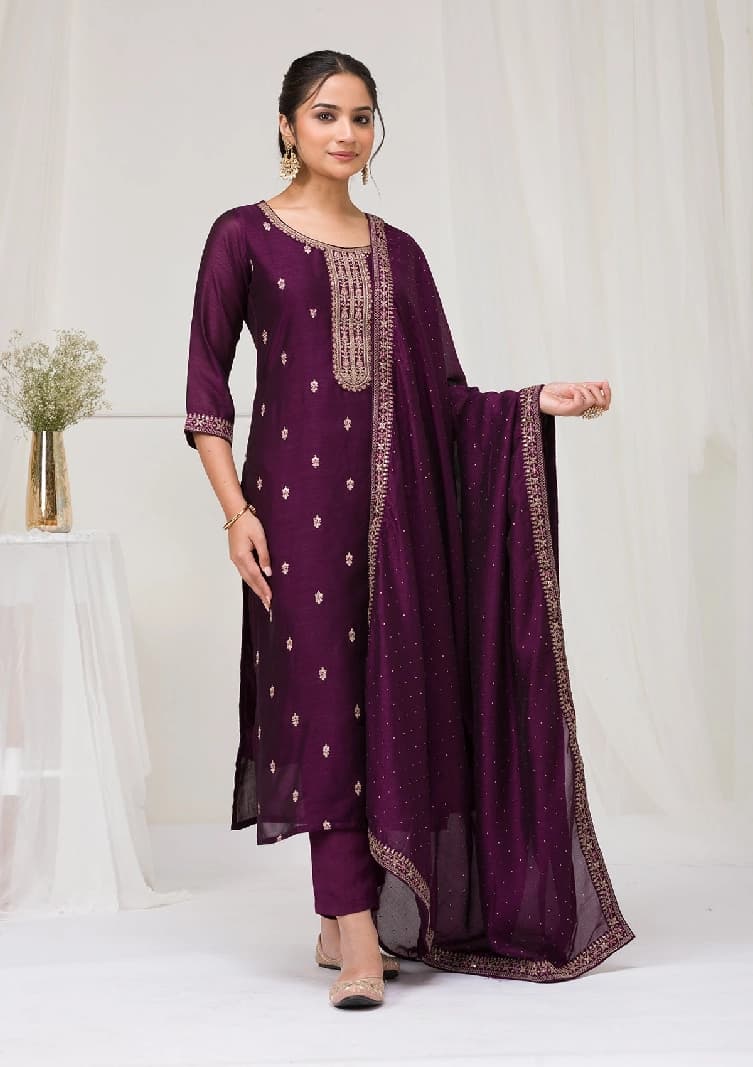 Women's Purple Festive Kurta Set