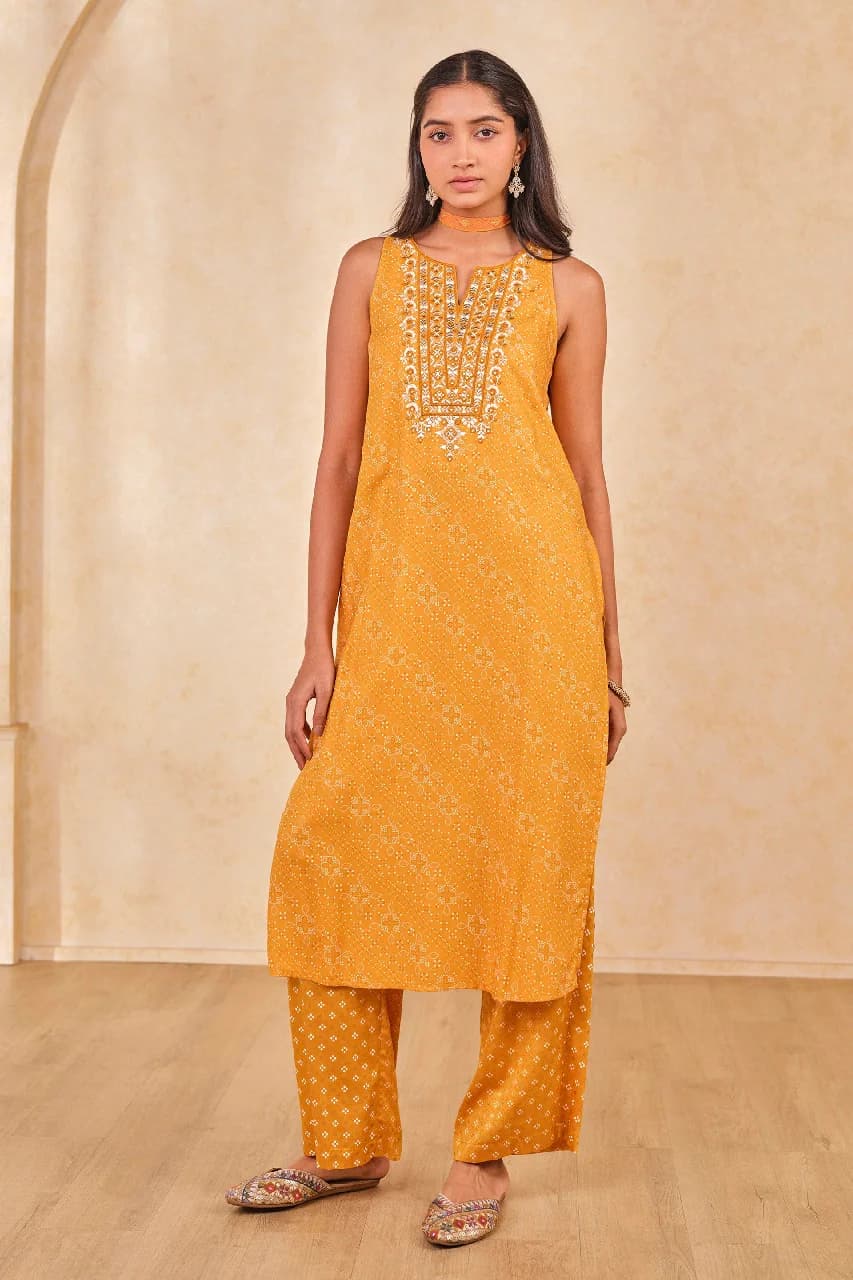 Women's Yellow Casual Kurta Set