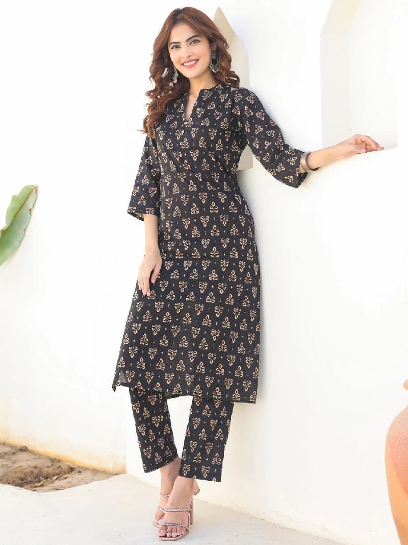 Women's Black Festive Kurta Set