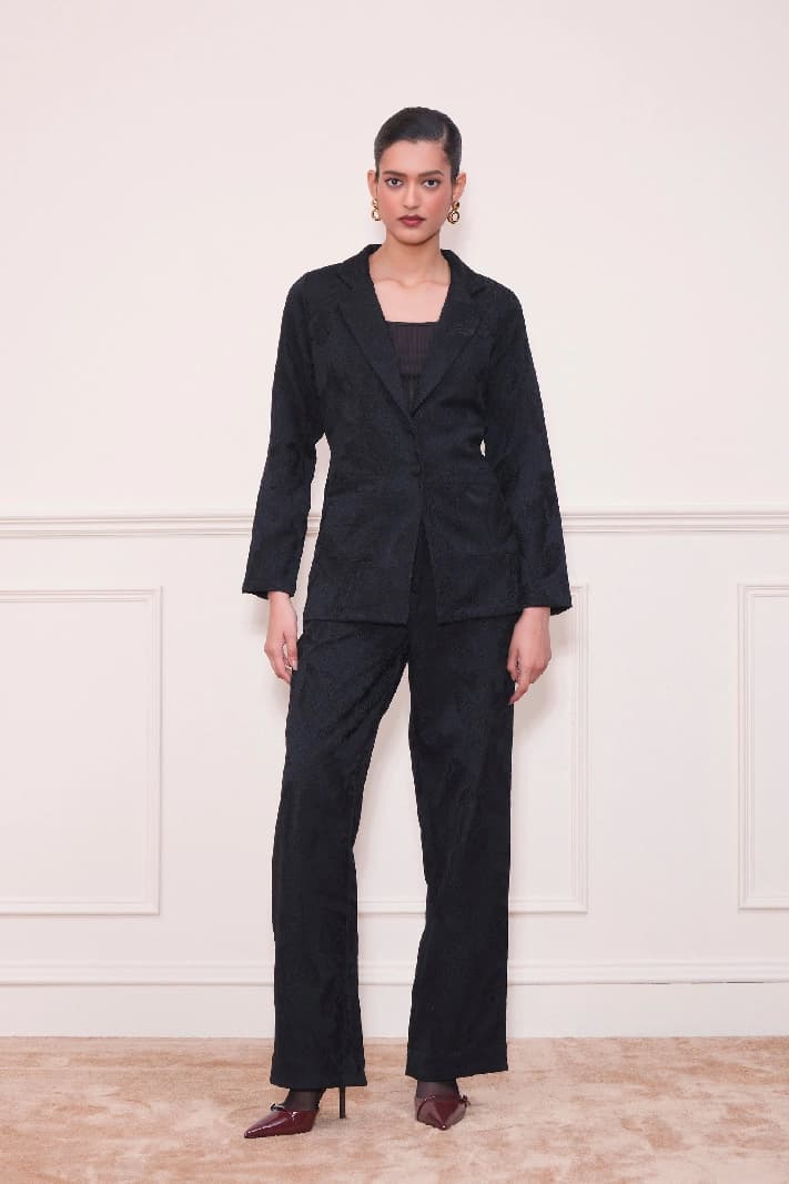 Women's Black Casual Printed Co-ords Set