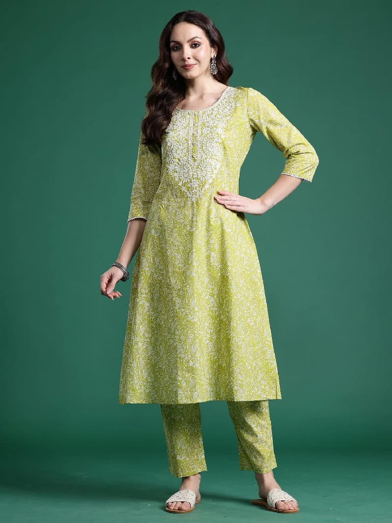 Women's Green Casual Kurta Set