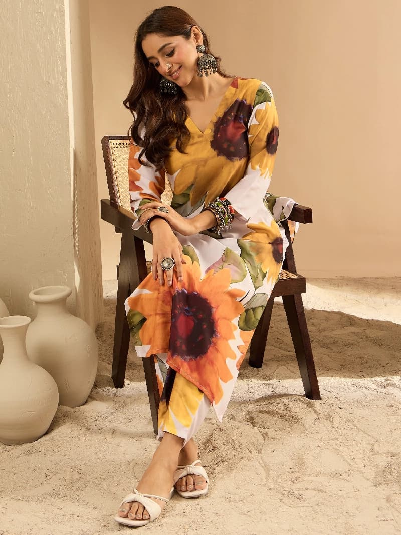 Women's Multicolor Casual Printed Kurta Set