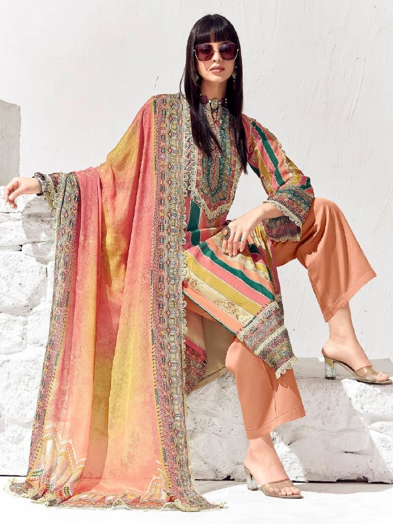 Women's Multicolor Festive Striped Kurta Set