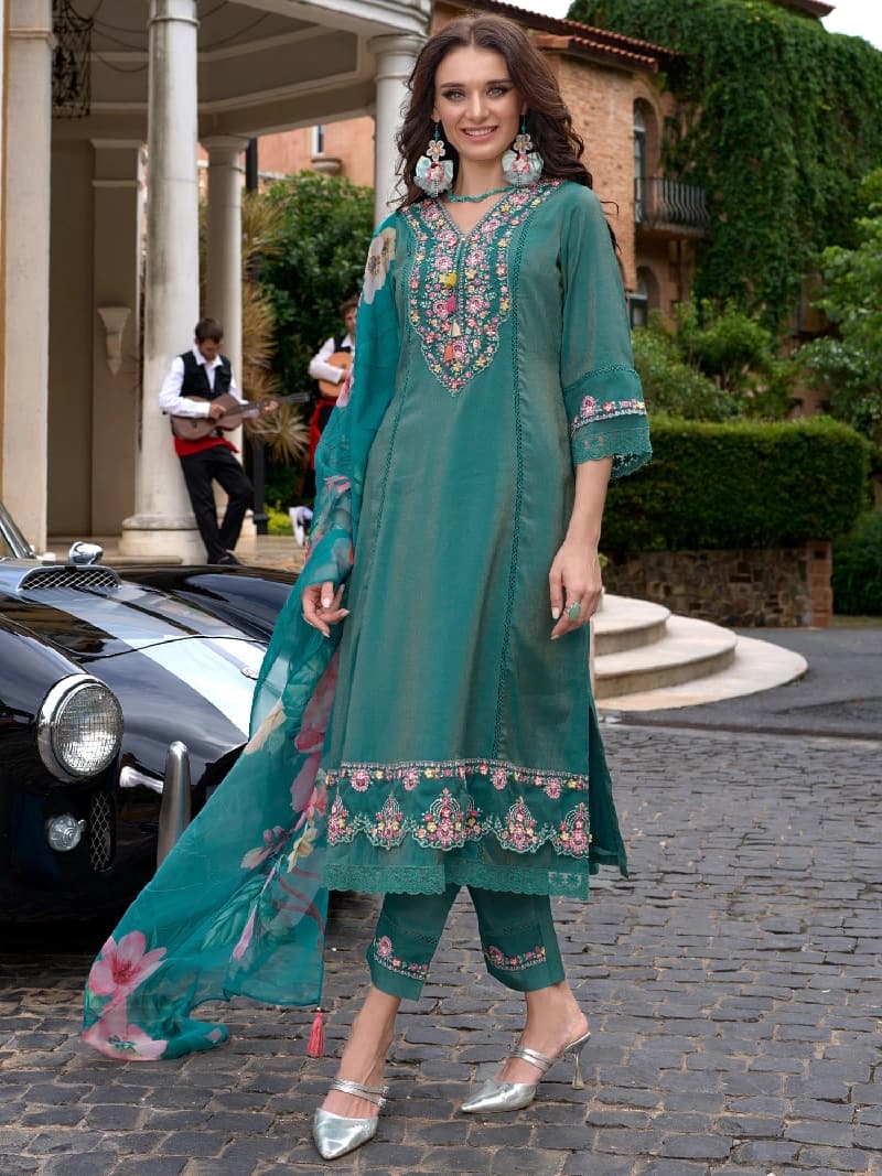Women's Blue Festive Kurta Set
